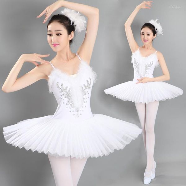 Stage Wear Adulte Professionnel Tutu Ballet Costumes Blanc Adulto Swan Lake Robe De Danse Costume Dur Organdy Plateau Jupe 6 Couches