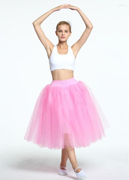 Stage Wear Adulte Romantique Ballet Demi Long Tutus Performance Pratique Jupe Costume De Fête Blanc Rose Bleu Couleur