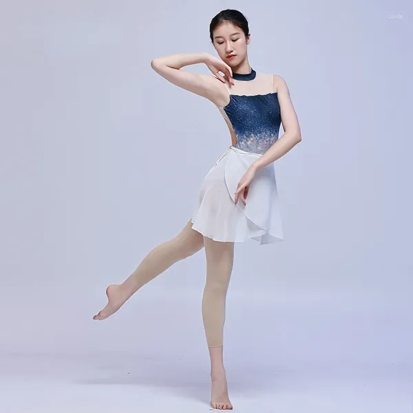 Stage Wear Adulte Femmes Body Performance Formation Dancewear Ballet Danse Justaucorps Col Roulé Sans Manches Ciel Étoilé Impression Justaucorps