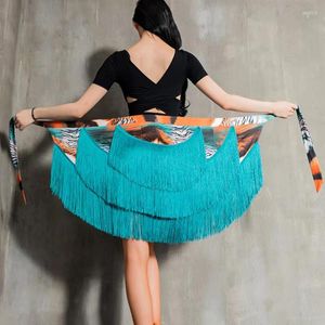 Vêtements de scène femmes adultes danse latine gland hanche écharpe jupe dames frangé triangulaire Performance vêtements