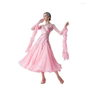 Stage Wear Robe de danse de salle de bal standard nationale pour femmes adultes Costumes de valse modernes Stretch Large B-19422
