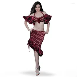 Stage Wear Incroyable épaule dynamique manches de lotus costumes de performance pour la danse du ventre