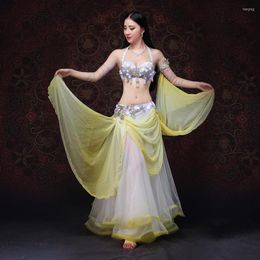Vêtements de scène danse 2022 vêtements de danse du ventre tenues orientales Costume perlé soutien-gorge jupe LED