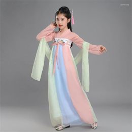 Vêtements de scène ancien Costume traditionnel chinois Hanfu enfants mignon broderie en vrac fille robes de fée robe de soirée