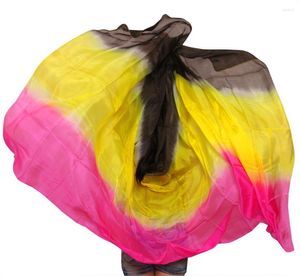 Desgaste de la etapa Llegadas Velo de danza del vientre de seda real para bailarines Bufanda Mantón Rosa Amarillo Negro Colores 250/270 114 Cm Mujeres