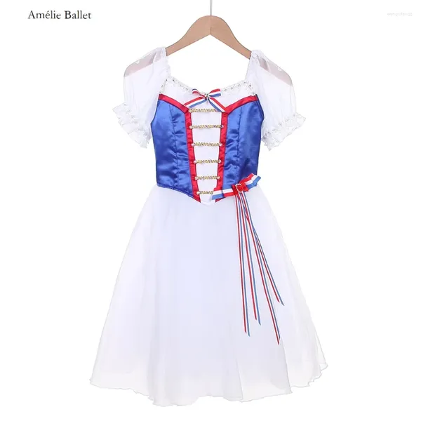 Wear de scène B24050 à manches courtes Ballet personnalisé Ballet Tutus Royal Blue Romantic Tutu Jupe pour filles Robe de danse des femmes