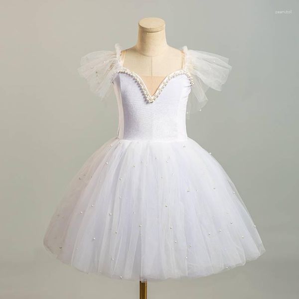 Stage Wear Ballerina Robe Blanc Filles Adultes Femmes Enfants Long Romantique Ballet Tutu Fille Swan Dance Performance Costumes