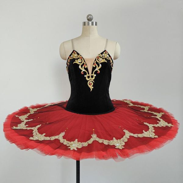 Stage Wear Ballerina Girls Ballet Tutu Dress Dance Costume Platter Pancake Red Party For Kids