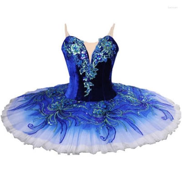 Stage Wear Ballet Compétition Tutu Jupe Bleu Royal Oiseau Grad Professionnel Femmes Rose Classique Crêpe Violet Costume Robe