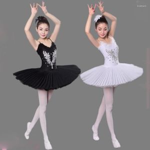 Desgaste de la etapa Traje de ballet Adulto Plato profesional Tutu Sling Lentejuelas Punta Swan Lake Ala de mariposa Vestido sólido Mujeres Ropa clásica