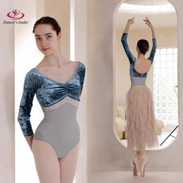 Vêtements de scène Costume de ballet Justaucorps pour velours Patchwork dentelle gymnastique vêtements serrés Performance Yoga aérien