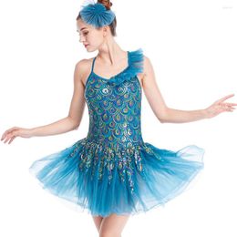 Etapa desgaste ballet vestido de baile para las mujeres lentejuelas tutú leotardo adulto azul bailarina vestidos traje jl1467