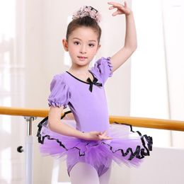 Stage Wear Ballet Dance Dress Kids Pink Girls For Children Tutu kostuums korte mouw luier danswear