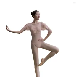 Etapa desgaste ballet danza práctica entrenamiento folklórico chino con volantes malla hombro cuerpo arte prueba adulto hada ropa de mujer