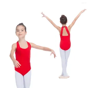 Portez du ballet dancewear coton rouge / lycra tank justaucorps girls kids de base danse gymnastique bodys