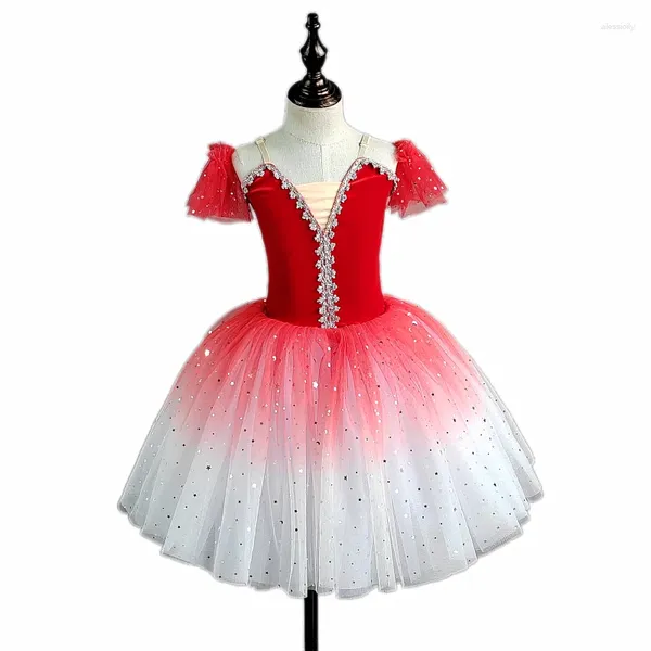 Stage Wear Robe de ballet Fluffy Little Swan Dance Gaze Princesse Performance des filles Formation pour enfants