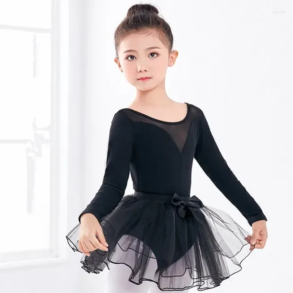 Etapa desgaste vestido de ballet niños gimnasia danza leotardo faldas trajes niñas negro rosa rojo ropa de baile para trajes de fiesta de bailarina