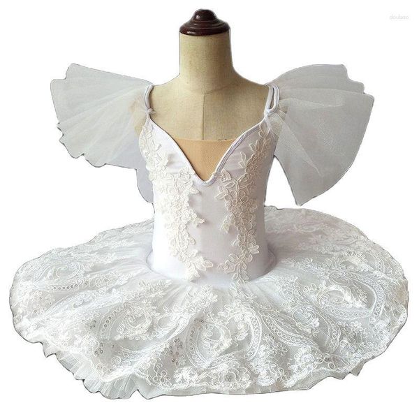 Etapa desgaste vestido de ballet profesional falda de tutú blanco niña adulto crepe pequeño cisne danza gasa princesa rendimiento traje