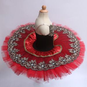 Etapa desgaste vestidos de ballet para adultos niño niños panqueque cisne lago bailarina tutu salón de baile vestido niña rojo profesional