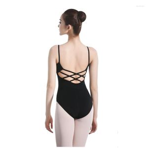 Portez du ballet gymnastique danse justaucorps noir pour adultes noirs vêtements de combinaison baillaina femme sans manches
