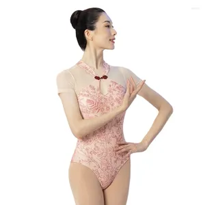 Etapa desgaste ballet leotardo cheongsam estilo entrenamiento ropa gimnasia mujer arte examen mono danza traje