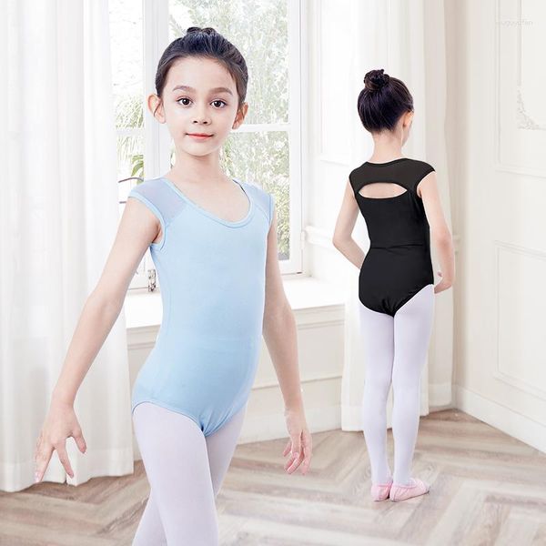 Vêtements de scène Justaucorps de ballet pour filles Enfant Gymnastique Mesh Gilet Body Enfants Costumes de danse respirants Coton Dancewear