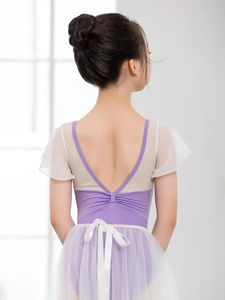 Vêtements de scène Justaucorps de ballet pour filles avec petites manches volantes Vêtements de danse pour enfants Couleurs vives Gymnastique pour femmes