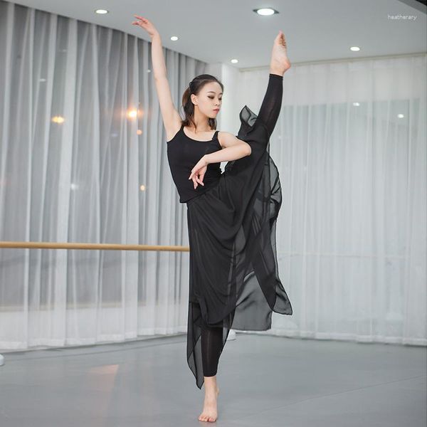 Vêtements de scène pantalon de ballet pantalon de danse moderne en mousseline de soie vêtements d'exercice irréguliers adulte jupe latine classique grande balançoire pantalon de yoga