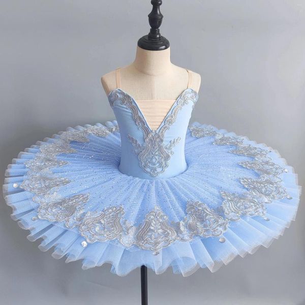 Costume de performance de ballet de scénario Girls d'étirement en jupe courte Ballerine Party Dress Women Children Dance