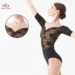 Stage Draag balletschouder korte mouwen lichaamskleding dans gymnastiek vrouwelijk volwassen kunstexamen major