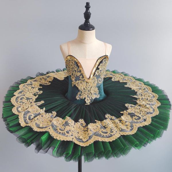 Desgaste de la etapa Falda de ballet Púrpura Verde Profesional Tutu Mujeres Loetard Niños Niñas Adultos Swan Lake Disfraces Vestido de bailarina