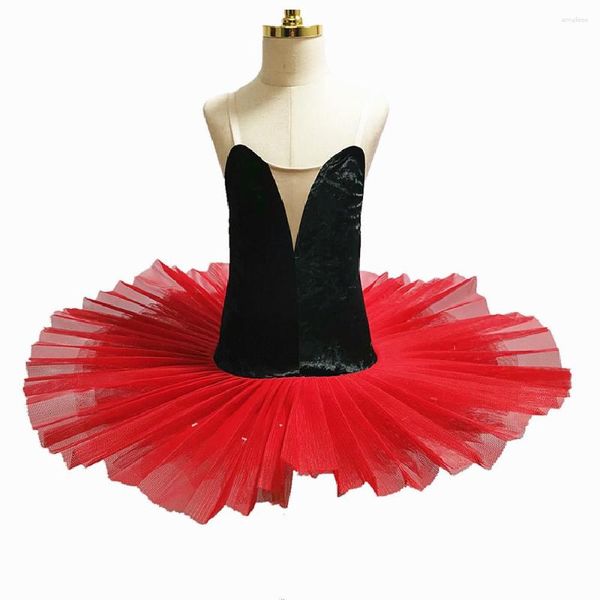 Vêtements de scène Ballet jupe Tutu noir blanc velours hauts pour enfants adultes danse Performance Costumes femme disque cygne lac robe