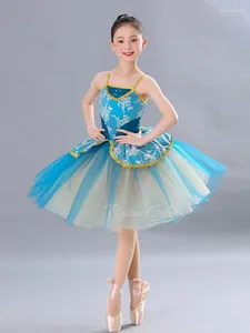 Stage Wear Ballet Jarretelle Jupe Enfants Filles Paillettes Gaze Tutu Danse Moderne Performance Vêtements Groupe En Gros