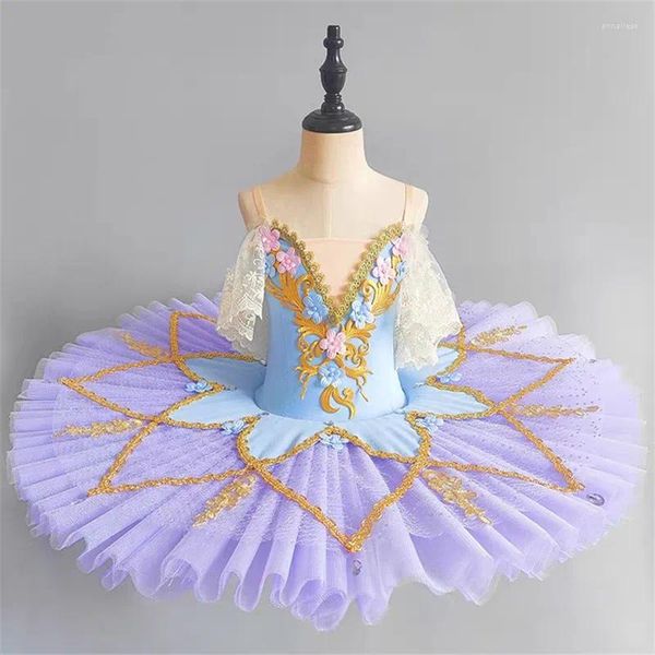 Stage Wear Ballet Tutu Professionnel Adulte Enfant Robe Rose Fleur Swan Lake Pancake Fille Femmes Enfants Performance Costumes De Danse