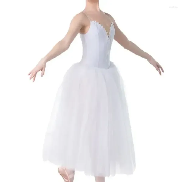 Stage Wear Ballet Tutu Skirt Vestido de baile Profesional Tutus blanco Long White para disfraces para adultos