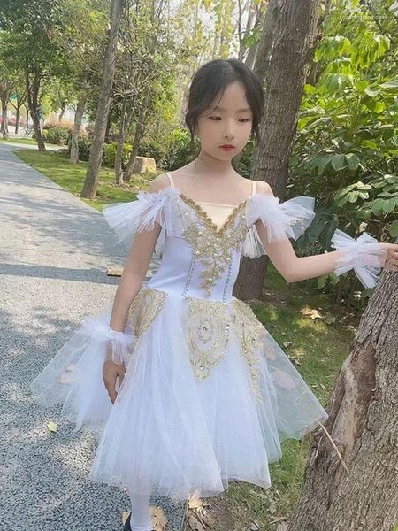 Stage Wear Ballet Tutu Jupe Femmes Robe Longue Robes Pour Filles Performance Vêtements Swan Belly Enfants Fille Adulte Ballerine Party Dance