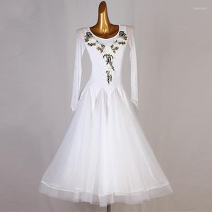 Vêtements de scène concours de salle de bal robes de danse jupe blanche de dame femmes haute qualité Tango valse robe de danse