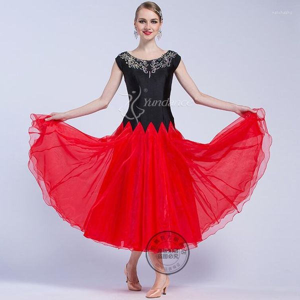 Stage Wear Ballroom Competition Dance Robes Lady's High Quality Standard Tango Waltz Dancing Costume Red 1731
