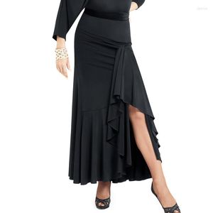 Vêtements de scène vêtements de danse de salon adulte moderne grande jupe ourlet pratique robe Club bal Performance Costume dames valse noir 739