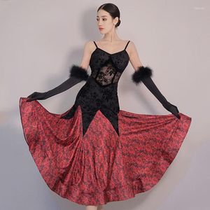 Stage Wear Ballroom Dance Competition Dress Femmes Valse Costume Latin Performance Vêtements Prom Tango L9971