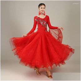 Robes de compétition de danse de salon de bal de bal de concours standard Waltz pour danser swing long balle frange drop livraison de livraison dhhoy