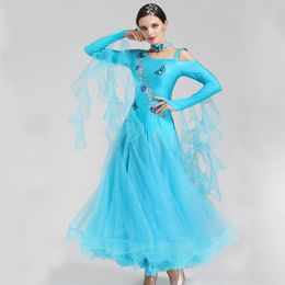 Stage Wear Ballroom Dance Concours Robes Femmes Papillon Broderie Standard Valse Tango Foxtrot Performance Vêtements DC4405