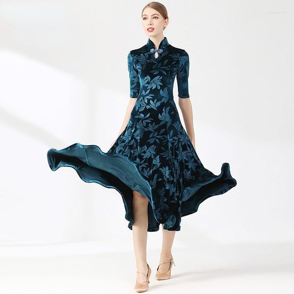 Vêtements de scène robe de danse de salon Cheongsam vêtements d'exercice jupe de danse Flamenco valse Tango Foxtrot compétition