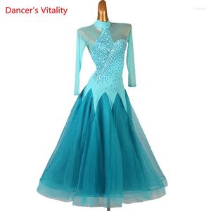 Stage Wear Ballroom Dance Dress Stand-Up Kraag Big Swing Rok Waltz Dancewear High-End Custom Child Adult Elegant Performance Kleding