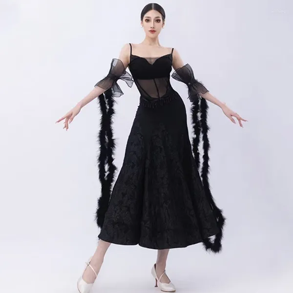 STAGE PEUR BALLOOM Dance robe femme Fairy Mesh Performance Vêtements MODERNE WALTZ COMPCENTION COMPRIME COSTUME NV19434