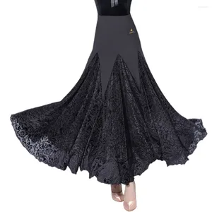 Jupe de danse de salle de bal, vêtements de scène, élégance noire, vêtements de pratique du Flamenco, Costume de compétition de valse, tenues de spectacle