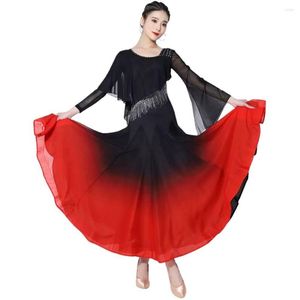 Vêtements de scène robe de danse de salon compétition Costumes de Performance élégante robe de soirée femmes maille longue jupe valse Jazz tenues