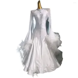 Robe de salle de bal haut de gamme, personnalisée, en fourrure de diamant, grand ourlet, valse, Tango, vêtements professionnels pour femmes adultes