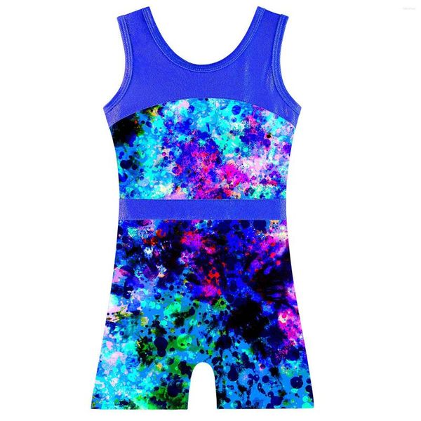 Stage Wear BAOHULU Kids Unitard Biketards Avec Shorts Sparkle Gymnastics Justaucorps Sans Manches Formation Professionnelle Vêtements Costumes De Danse