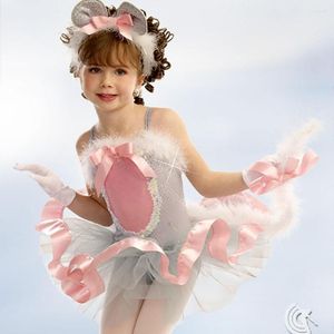 Stage Wear Beauty Ballet Dance Robes pour fille Rose Couleur Sans manches Brace Tutu Bubble Fashion Enfants Cartoon Compete Costumes B169
